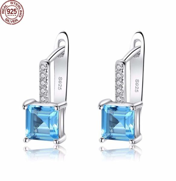 Pendientes de tope de topacio azul cielo para mujeres sólido 925 sterling silver fashion joyería completa regalo de boda SE9108 para wome1281810