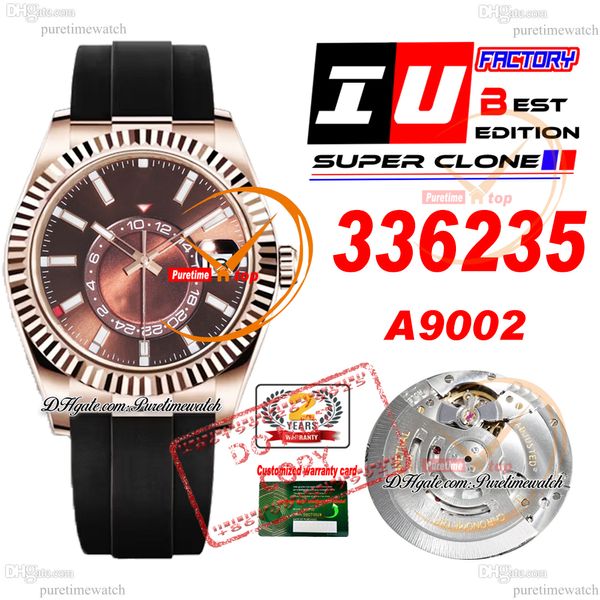 Sky Dweller 336235 A9002 Automatic Mens Watch iuf 42mm rose or 904L Steel Brown Stick Stick Black Rubber Strap Super Edition avec SMAe Sherate Card Watches Putetime