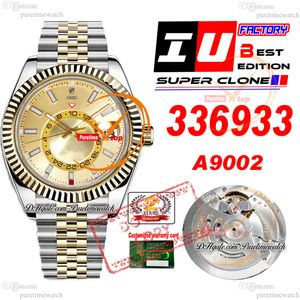 Sky Dweller 336933 A9002 Automatic Mens Watch IUF 42 Two Tone Yellow Gold Dial 904L Bracelet en acier Super Edition avec SMAE SERIAL CARDES Watches Puretime Reloj Ptrx F2