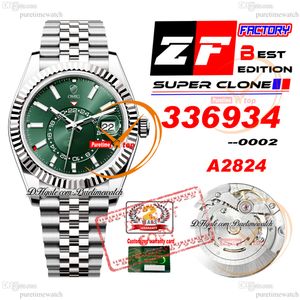 Sky Dweller 336934 A2824 Reloj automático de hombres ZF 42 mm Dial verde 904L JubileSeel SUPER EDITION SMAE SELLA RELOJES DE CARDERA DE SERICIÓN