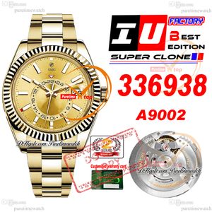 Sky Dweller 336938 A9002 Automatic Mens Watch iuf 42mm Yellow Gold Dial 904L OysteSteel Bracelet Super Edition avec SMAE SERIAL CARTES GORDES PURETITE RELOJ PTRX F2