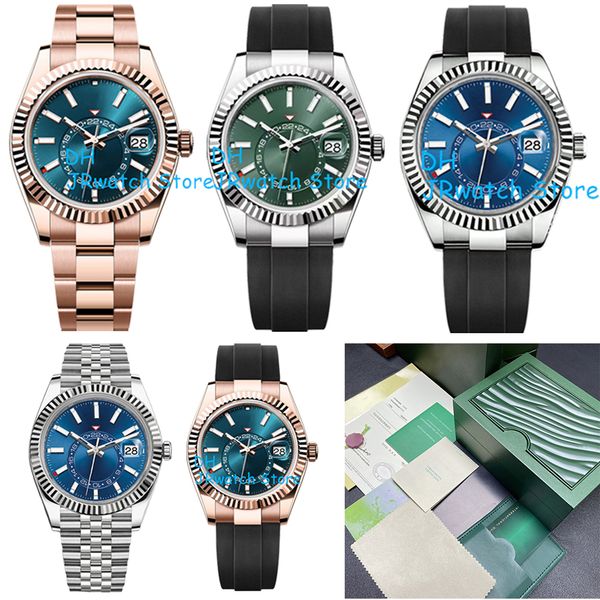 SKY Dweller Montre de sport pour homme de luxe 2813 Montre de mouvement mécanique automatique GMT Montre de plongée en acier inoxydable étanche Montre saphir lumineuse Glow Coffret cadeau de luxe