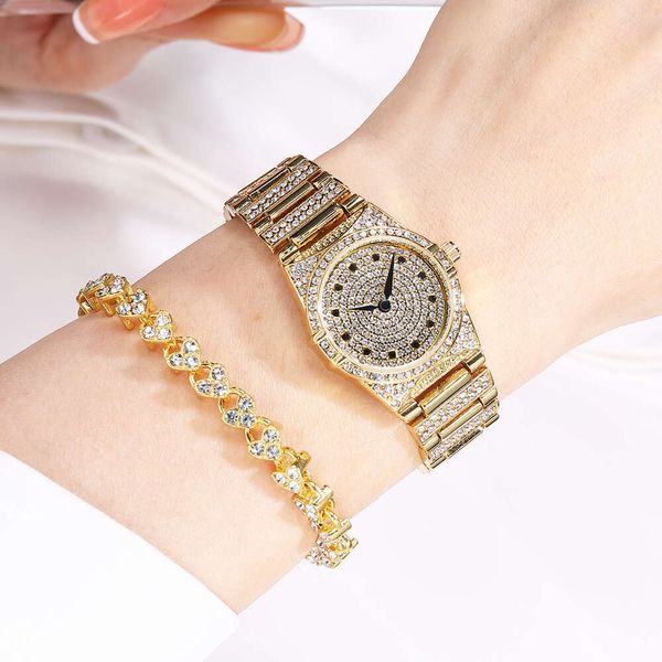 Sky Star I Gold Set Small Plate Imperproping Quartz Autrichie Full Diamond Women's Watch