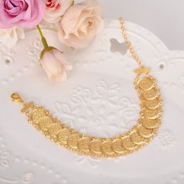 Sky talent bao – Bracelet en or 22 carats, pièce de monnaie arabe musulmane islamique, pour femmes et hommes, pays arabe, bijoux du moyen-orient