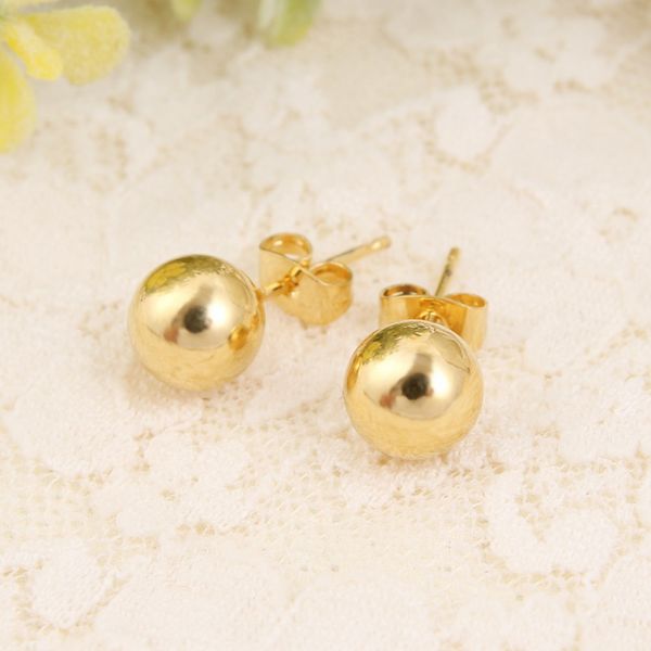 Sky talent bao vente en gros 10mm boule boucle d'oreille or jaune GF boule forme classique Design boucles d'oreilles pour femmes bijoux livraison gratuite