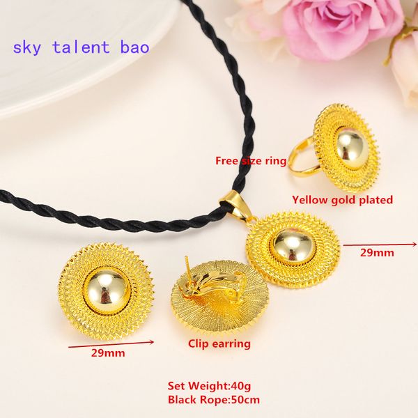 Sky talent bao – ensemble de bijoux éthiopiens, Promotion en gros, joias ouro, or jaune véritable 24K, bijoux éthiopiens pour mariée africaine
