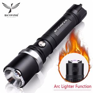 Skyfire Arc Lichter LED Zaklamp Zelfverdediging Aanval Hoofd Zoomable Torch Lights Lanterna Oplaadbare 18650 Batterij en Mount