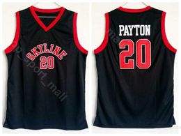 Skyline Gary Payton Jerseys 20 High School College Team Black Color Basketball Uniforme pour les fans de sport Broiderie respirante et cousue