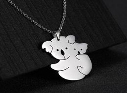 Skyrim Cute Koala Animal Colgante Collar de acero inoxidable Collares Golden Choker Cabecillos Memorial Jewelry For Women5385658
