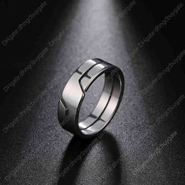 Anillo Skyrim de acero inoxidable Simple a la moda para parejas para hombres y mujeres, anillos de dedo informales, joyería, regalo de aniversario de compromiso