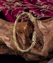 Skyrim cabeza de metal pulseras abiertas brazaletes vikingos accesorios de joyería india serpiente religiosa hombre pulsera pulsera L2208126664367