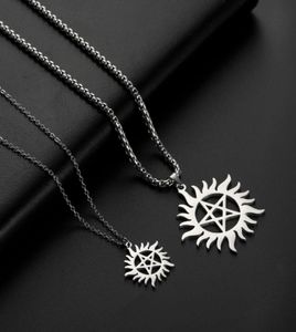 Skyrim roestvrij staal glanzende zon pentagram hanger ketting bovennatuurlijke decaan statement doos ketting kettingen sieraden vrouwen mannen y05641021