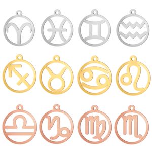 Skyrim roestvrijstalen dierenriem charmes voor sieraden maken Leo Taurus Capricorn Horoscope Astrological Sign Diy Pendant Groothandel