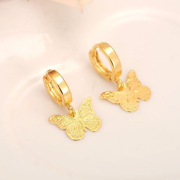 Skytalenbao marque 14 k solide fin or jaune GF luxe papillon breloque boucle d'oreille mode or femmes fille bijoux cadeau jolie