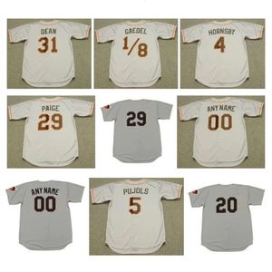 SL 1950 Throwback St. Browns Eddie Gaedel Baseball Jersey Cooperstown Dizzy Dean Rogers Hornsby Satchel Paige Vic Wertz Albert Pujols