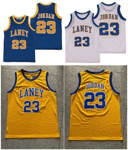 SL 23 Michael Jor Dan Laney High School College Basketball Jersey Blanc Blue Blue jaune Taille S-XXL