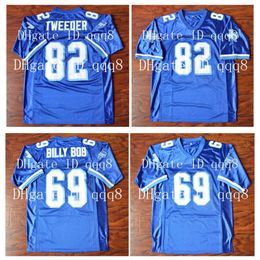 SL 69 Billy Bob Jersey 82 Charlie Tweeder 4 Jonathan Moxon West Canaan Coyotes Varsity Blue Football Movie versie Jerseys maat S-XXXLL