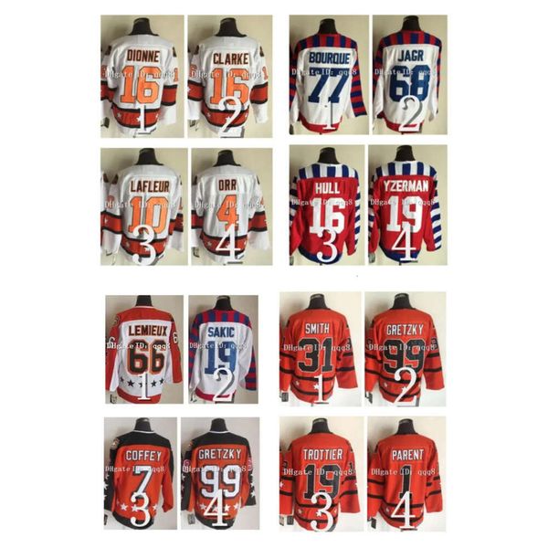 SL All Star Vintage Hockey Jersey Campbell Steve Yzerman Mark Messier Wayne Gretzky Paul Coffey Bobby Orr Mike Y Lemiux Guy Lafleur Patrick