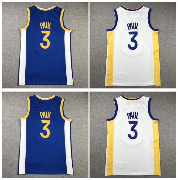 Sl Chris Paul Warrières Basketball Jersey State White Golden Mitch et Ness Jerseys Blue Whitesize S-XXL