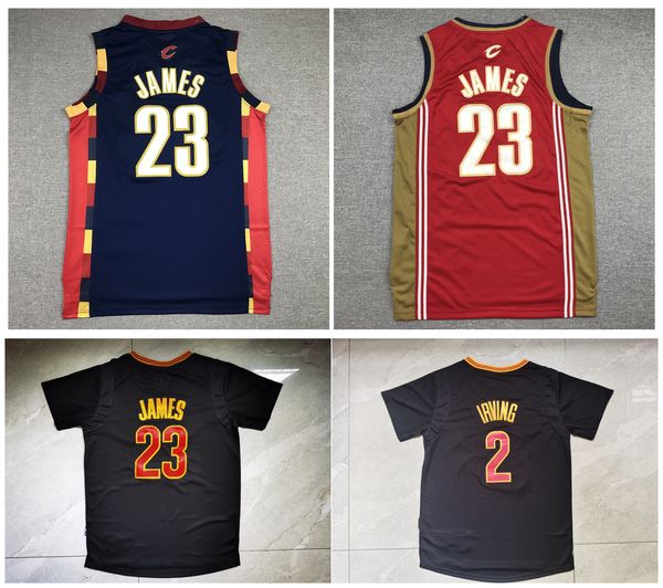 Sl LeBron Cavalier Basketball Jersey Clevelands Kyrie Irving Mitch Ness James Blue Red Black Size S-XXL