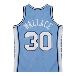 SL MITCH NESS Université de Caroline du Nord # 30 Rasheed Wallace Road Jersey Blue Blue Throwback Taille S-XXXL