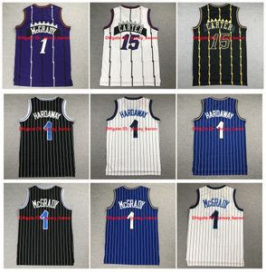 SL Penny Hardaway Basketball Jerseys Tracy 1 McGrady Magics 32 Vince 15 Carter Zwart Witblauw Maat S-XXL