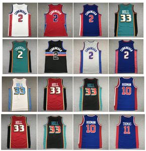 Sl Piston Grant Hill Basketball Jersey Detroits Cade Cunningham Mitch Ness Isiah Thomas Dennis Rodman White Bleu vert rouge taille S-xxl