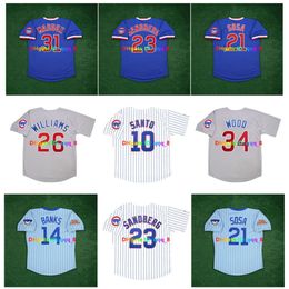 Sl Sammy Sosa Ron Santo Mark Grace Grace Cooperstown Baseball Jersey Ryne Sandberg Andre Dawson Ernie Banks Greg 31 Maddux Billy Williams Wrigley