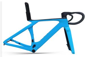 SL Style Bike Carbon Frameset Gen 7 Disc Full Carbon Bike Berced Bracket BB47 Disc Cycling Frameset + Groodbar + Seattost Blue Bicycle Frames