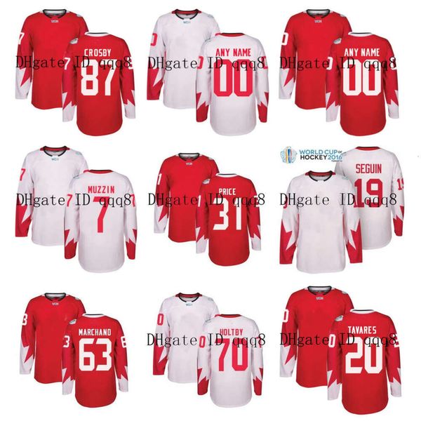 SL Equipo Canadá Jerseys Copa Mundial WCH 87 Sidney Crosby 91 John Tavares 19 Jonathan Toews 31 Carey Price 88 Brent Burn 37 Patrice Bergeron Red