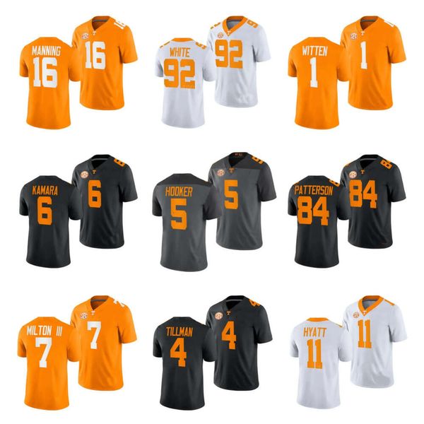 SL Tennessees Voluntario de fútbol Jersey College Hendon Hooker Peyton Manning Joe Milton III Ain Kamara Jalin Hyatt Reggie White Cordarrelle