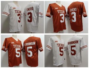 SL Texas Longhorns voetbaljersey NCAA College 5 Bijan Robinson 3 Quinn Ewers White Yellow Size S-XXXL