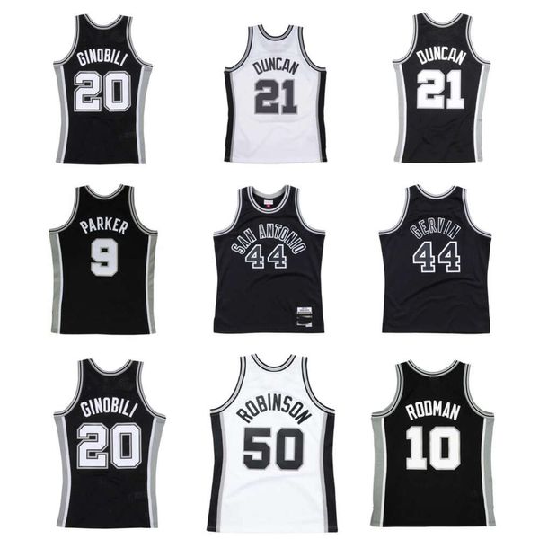 SL Tim Duncan Spur Basketball Jersey San Tony Parker Antonio David Robinson George Gervin Dennis Rodman Manu Ginobili Mitch y Ness