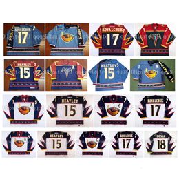 SL Vintage Atlanta Thrashers Jerseys 17 Ilya Kovalchuk 15 Dany Heatley 18 Marian Hossa Blue rojo Hockey blanco