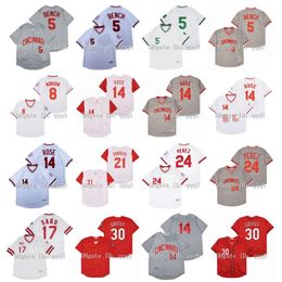 Sl vintage Cincinnati Pete Rose Jersey Joe Morgan Ken Griffey Jr Johnny Bench Barry Larkin Chris Sabo Dave Deion Sanders Perez Concepcion rétro