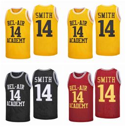 Sl Will Smith #14 The Fresh Prince of Bel Air Academy Movie Basketball Jersey Black Yellow Red Tamaño S-XXL