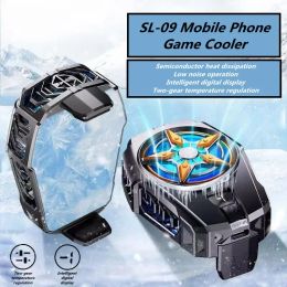 SL09 Mobiele telefoon Radiator met digitale display halfgeleider Mute Dual Gear verstelbare koelventilator voor iOS Android Game Cooler