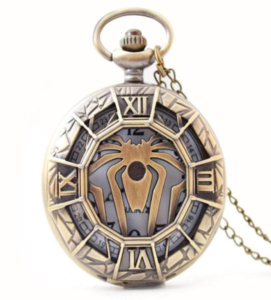 Sl68 Cadeau de mode pour enfants garçon noir Batman Pendant Pocket Watch Watch Quartz steampunk Collier Spider48205353914023