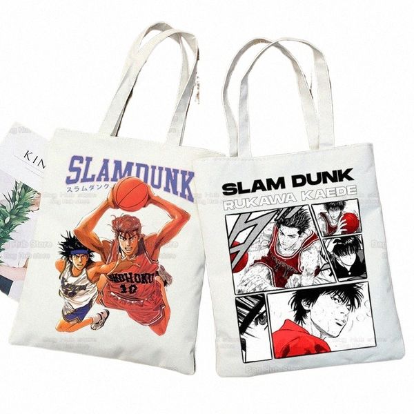 Slam Dunk Shop Bag Canvas Shopper Anime japonés Hanamichi Sakuragi Bolsas De Tela Bag Sho SLAM DUNK Sacolas reutilizables X41D #