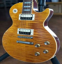 Slash 5 AFD MURPHY AGED SIGNED Appetite For Destruction Flame Maple Top Heavy Relic Bruine elektrische gitaar One Piece Mahonie Body1109114