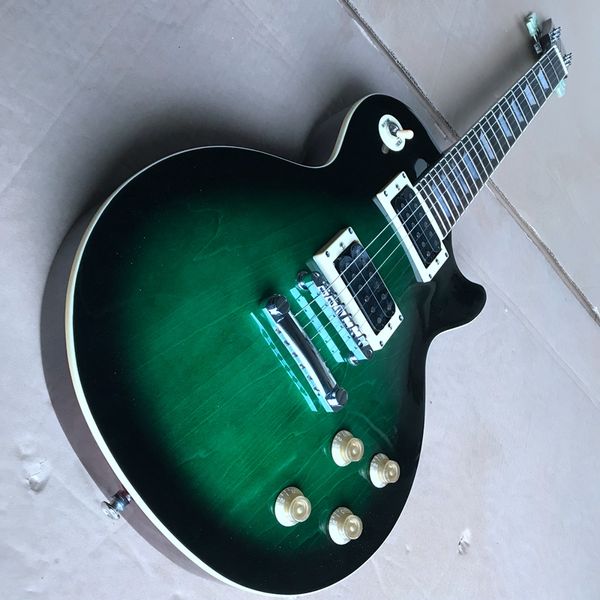 Guitare électrique Slash, matériel argenté de couleur verte, touche en rosace, guitare électrique à corps en acajou, livraison gratuite