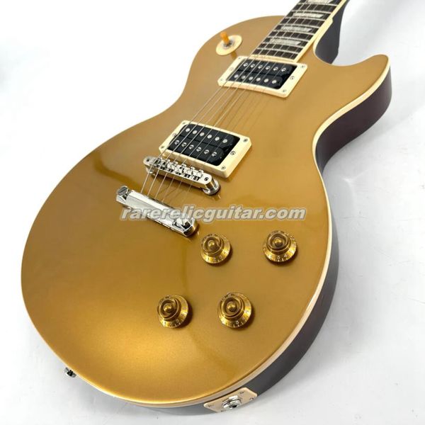 Slash Victoria Goldtop Dark Back Gold Top Guitare électrique Slash Skully Signature Touche en palissandre Matériel chromé Micros Alnico Humbucker