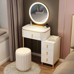 Maquilleuse à ardoise avec miroirs pour chambre fille de chambre à coucher armoire de rangement de chevet intégrée de vanité maquillage minimaliste meubles hy