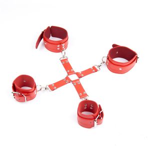 Bondage d'esclaves avec main en cuir groupé et menottes avec anneau de jambe Toys Sex Toys Cross Back Coldage Bondage Bondage