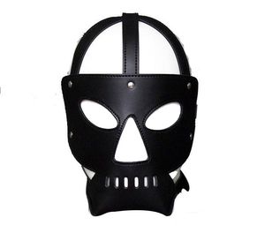 Slave Bondage Hood Masker Zwart Bright Leather Face Masks Sex Product voor volwassen Sexy Games Toys