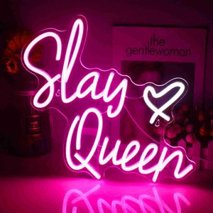 Slay Queen LED Neon Sign Cool Personnalisé Néon À La Main Pour Party Chambre Club Magasin Décoration Néon USB Alimenté Lumière HKD230825