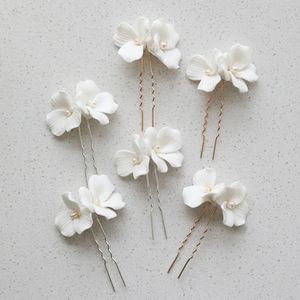 SLBRIDAL fait à la main perles d'eau douce Ceram fleur épingle à cheveux de mariée ensemble autocollant de cheveux de mariage accessoires de cheveux femmes bijoux de cheveux 240305