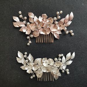 SLBRIDAL Handmade Rhinestones Crystal Flower Wedding Comb Bridal Headdress Hair Accessories Women Bridesmaids Jewelry