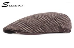 Sleckton Men039S Retro Plaid Berets Chapeau pour hommes Fashion Tweed Newsboy Caps Unisexe Casual France Flat Cap Peaky Blinders Gorras18196456