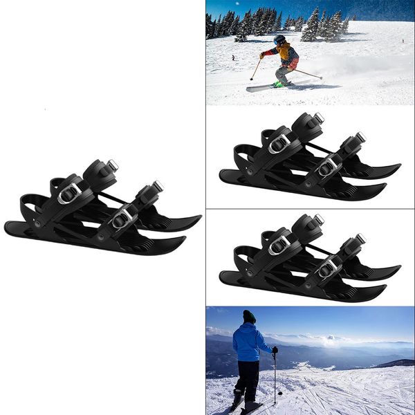 Luge 1 paire de mini patins de ski extérieur réglables fixations résistantes à l'usure planche de ski universelle pour neige courte snowboard noir 231124